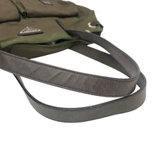 画像をギャラリービューアに読み込む, PRADA プラダ BR3257 トートバッグ 三角プレート ナイロン/レザー カーキ レディース 【中古】