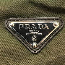 画像をギャラリービューアに読み込む, PRADA プラダ BR3257 トートバッグ 三角プレート ナイロン/レザー カーキ レディース 【中古】