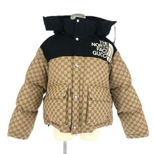 画像をギャラリービューアに読み込む, GUCCI グッチ THE NORTH FACE ノースフェイス GG Padded Short Jacket GGパテッド ジップアップ ダウンジャケット 7号相当 レディース アウター 670908 Z8APZ コットン ベージュ ブラック 【中古】