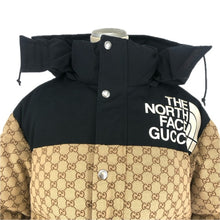 画像をギャラリービューアに読み込む, GUCCI グッチ THE NORTH FACE ノースフェイス GG Padded Short Jacket GGパテッド ジップアップ ダウンジャケット 7号相当 レディース アウター 670908 Z8APZ コットン ベージュ ブラック 【中古】