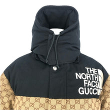 画像をギャラリービューアに読み込む, GUCCI グッチ THE NORTH FACE ノースフェイス GG Padded Short Jacket GGパテッド ジップアップ ダウンジャケット 7号相当 レディース アウター 670908 Z8APZ コットン ベージュ ブラック 【中古】