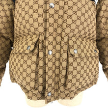 画像をギャラリービューアに読み込む, GUCCI グッチ THE NORTH FACE ノースフェイス GG Padded Short Jacket GGパテッド ジップアップ ダウンジャケット 7号相当 レディース アウター 670908 Z8APZ コットン ベージュ ブラック 【中古】