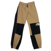 画像をギャラリービューアに読み込む, GUCCI グッチ THE NORTH FACE ノースフェイス GGジャガード ロゴ ストレートパンツ サイズ40 M相当 レディース 671191 ベージュ ブラック 【中古】