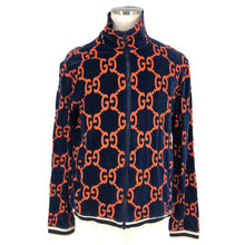 画像をギャラリービューアに読み込む, GUCCI グッチ シェニール ベロア ブルゾン トラックジャケット Lサイズ 522958 ネイビー メンズ 【中古】