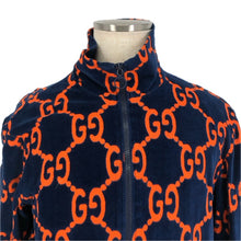 画像をギャラリービューアに読み込む, GUCCI グッチ シェニール ベロア ブルゾン トラックジャケット Lサイズ 522958 ネイビー メンズ 【中古】