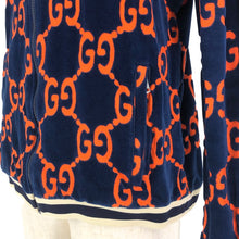 画像をギャラリービューアに読み込む, GUCCI グッチ シェニール ベロア ブルゾン トラックジャケット Lサイズ 522958 ネイビー メンズ 【中古】
