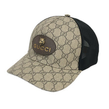 画像をギャラリービューアに読み込む, GUCCI グッチ GGスプリーム ベースボールキャップ メッシュキャップ 帽子 レザーエンブレム サイズL 59cm ユニセックス 男女兼用 426887 4HB91 ベージュ【中古】