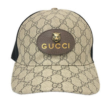 画像をギャラリービューアに読み込む, GUCCI グッチ GGスプリーム ベースボールキャップ メッシュキャップ 帽子 レザーエンブレム サイズL 59cm ユニセックス 男女兼用 426887 4HB91 ベージュ【中古】