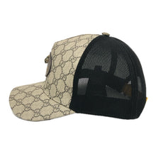 画像をギャラリービューアに読み込む, GUCCI グッチ GGスプリーム ベースボールキャップ メッシュキャップ 帽子 レザーエンブレム サイズL 59cm ユニセックス 男女兼用 426887 4HB91 ベージュ【中古】