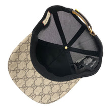 画像をギャラリービューアに読み込む, GUCCI グッチ GGスプリーム ベースボールキャップ メッシュキャップ 帽子 レザーエンブレム サイズL 59cm ユニセックス 男女兼用 426887 4HB91 ベージュ【中古】