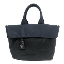画像をギャラリービューアに読み込む, PRADA プラダ 2way リバーシブル トートバッグ ナイロン ブラック ネイビー レディース 【中古】