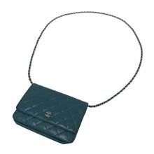 画像をギャラリービューアに読み込む, CHANEL シャネル チェーンウォレット マトラッセ ショルダーバッグ ラムスキン ブルーグリーン系 レディース 【中古】