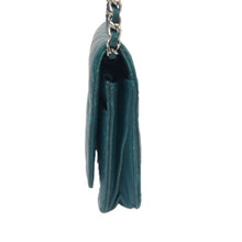 画像をギャラリービューアに読み込む, CHANEL シャネル チェーンウォレット マトラッセ ショルダーバッグ ラムスキン ブルーグリーン系 レディース 【中古】