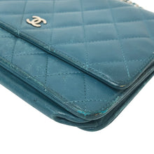 画像をギャラリービューアに読み込む, CHANEL シャネル チェーンウォレット マトラッセ ショルダーバッグ ラムスキン ブルーグリーン系 レディース 【中古】