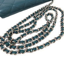 画像をギャラリービューアに読み込む, CHANEL シャネル チェーンウォレット マトラッセ ショルダーバッグ ラムスキン ブルーグリーン系 レディース 【中古】