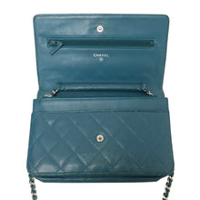 画像をギャラリービューアに読み込む, CHANEL シャネル チェーンウォレット マトラッセ ショルダーバッグ ラムスキン ブルーグリーン系 レディース 【中古】