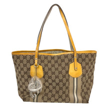 画像をギャラリービューアに読み込む, GUCCI グッチ シェリーライン 211971 トートバッグ GGキャンバス ブラウン・イエロー レディース 【中古】