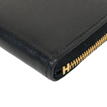 画像をギャラリービューアに読み込む, HERMES エルメス シェーヌダンクル ゴールド金具 ジップアンゴー コンパクト コインケース レザー ブラック B刻印 ユニセックス 【中古】