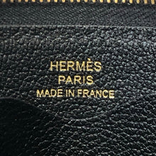 画像をギャラリービューアに読み込む, HERMES エルメス シェーヌダンクル ゴールド金具 ジップアンゴー コンパクト コインケース レザー ブラック B刻印 ユニセックス 【中古】