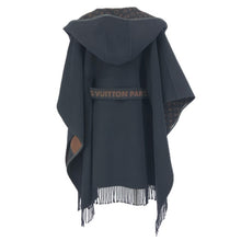 画像をギャラリービューアに読み込む, LOUIS VUITTON ルイ・ヴィトン フーデッド ラップケープコート FJC013YCV ポンチョ ウール/シルク ブラック ブラウン レディース 【中古】