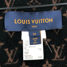 画像をギャラリービューアに読み込む, LOUIS VUITTON ルイ・ヴィトン フーデッド ラップケープコート FJC013YCV ポンチョ ウール×シルク ブラック×ブラウン サイズ34(XS-S相当)【中古】レディース