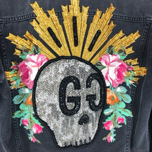 画像をギャラリービューアに読み込む, GUCCI グッチ Gジャン DIY BLIND FOR LOVE GGスカル デニムジャケット コットン ブラック メンズ 【中古】