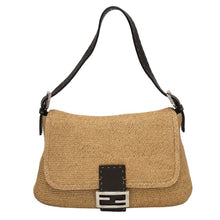 画像をギャラリービューアに読み込む, FENDI フェンディ セレリア マンマバゲット ショルダーバッグ ストロー ベージュ レディース 【中古】
