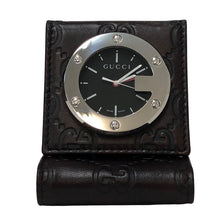画像をギャラリービューアに読み込む, GUCCI グッチ トラベルクロック200 置時計 レザー ブラウン ユニセックス 【中古】