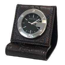 画像をギャラリービューアに読み込む, GUCCI グッチ トラベルクロック200 置時計 レザー ブラウン ユニセックス 【中古】