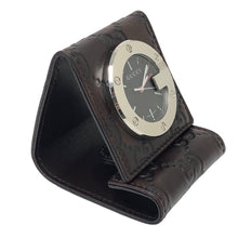 画像をギャラリービューアに読み込む, GUCCI グッチ トラベルクロック200 置時計 レザー ブラウン ユニセックス 【中古】