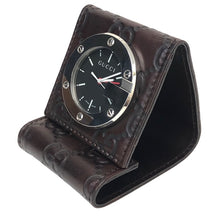 画像をギャラリービューアに読み込む, GUCCI グッチ トラベルクロック200 置時計 レザー ブラウン ユニセックス 【中古】