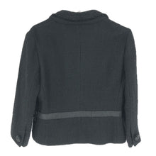 画像をギャラリービューアに読み込む, PRADA プラダ 装飾ビジュー リボン付き テーラードジャケット ツイード/ウール ブラック【中古】 レディース