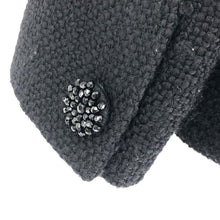 画像をギャラリービューアに読み込む, PRADA プラダ 装飾ビジュー リボン付き テーラードジャケット ツイード/ウール ブラック【中古】 レディース