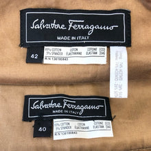 画像をギャラリービューアに読み込む, Salvatore Ferragamo サルヴァトーレフェラガモ スカートスーツ セットアップ コットン ライトブラウン【中古】 レディース