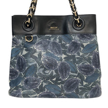 画像をギャラリービューアに読み込む, BALLY バリー チェーン トートバッグ レザー ブルー ブラック【中古】 レディース