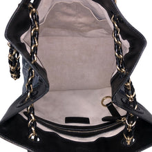 画像をギャラリービューアに読み込む, BALLY バリー チェーン トートバッグ レザー ブルー ブラック【中古】 レディース