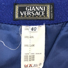 画像をギャラリービューアに読み込む, Gianni Versace ジャンニ・ヴェルサーチ スカートスーツ セットアップ ウール ブルー【中古】 レディース