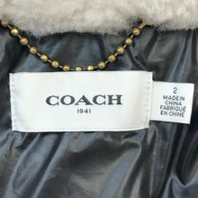 画像をギャラリービューアに読み込む, COACH コーチ ダウンコート フード付き チャコールグレー【中古】 レディース