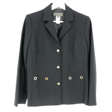 画像をギャラリービューアに読み込む, Les Copains レコパン 肩パッド入 テーラードジャケット ウール ブラック【中古】 レディース