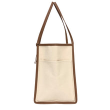 画像をギャラリービューアに読み込む, FOXEY フォクシー バイカラー ノベルティ トートバッグ キャンバス/レザー ベージュ【中古】 レディース