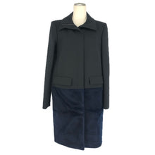 画像をギャラリービューアに読み込む, SPORTMAX スポーツマックス ハイネック切替 袖ファスナー ステンカラーコート ブラック ネイビー【中古】 レディース