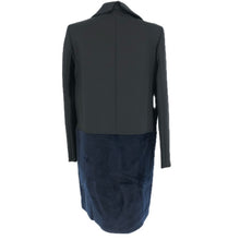 画像をギャラリービューアに読み込む, SPORTMAX スポーツマックス ハイネック切替 袖ファスナー ステンカラーコート ブラック ネイビー【中古】 レディース