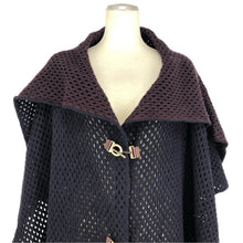 画像をギャラリービューアに読み込む, Salvatore Ferragamo サルヴァトーレフェラガモ ガンチーニ金具 アルパカ ニット ポンチョ ウール/アルパカ/モヘヤ ネイビー【中古】 レディース