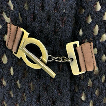 画像をギャラリービューアに読み込む, Salvatore Ferragamo サルヴァトーレフェラガモ ガンチーニ金具 アルパカ ニット ポンチョ ウール/アルパカ/モヘヤ ネイビー【中古】 レディース