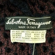 画像をギャラリービューアに読み込む, Salvatore Ferragamo サルヴァトーレフェラガモ ガンチーニ金具 アルパカ ニット ポンチョ ウール/アルパカ/モヘヤ ネイビー【中古】 レディース