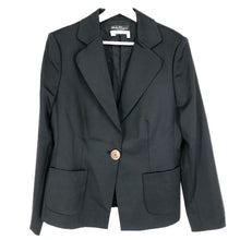 画像をギャラリービューアに読み込む, Salvatore Ferragamo サルヴァトーレフェラガモ ロゴボタン肩パッド入 総裏 テーラードジャケット ウール ブラック【中古】 レディース