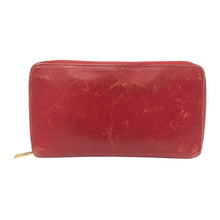 画像をギャラリービューアに読み込む, CELINE セリーヌ ラウンドファスナー 長財布 カーフ レッド【中古】 レディース
