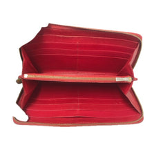 画像をギャラリービューアに読み込む, CELINE セリーヌ ラウンドファスナー 長財布 カーフ レッド【中古】 レディース