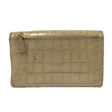 画像をギャラリービューアに読み込む, MIUMIU ミュウミュウ クロコ調型押し 5M1097 三つ折り財布 牛革 ベージュ系【中古】 レディース