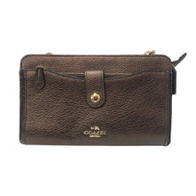 画像をギャラリービューアに読み込む, COACH コーチ ショルダーウォレット ショルダーバッグ メッセンジャー ウィズ ポップアップ 53529 長財布 レザー ダークブロンズ【中古】 レディース